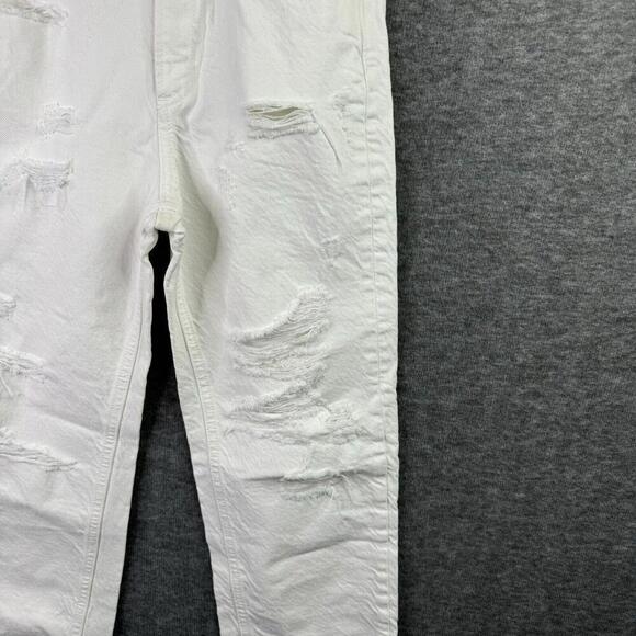 Zara "The Pepper Mom" Womens White Distressed High-Waisted Jeans Size 0 Casual - Picture 6 of 7